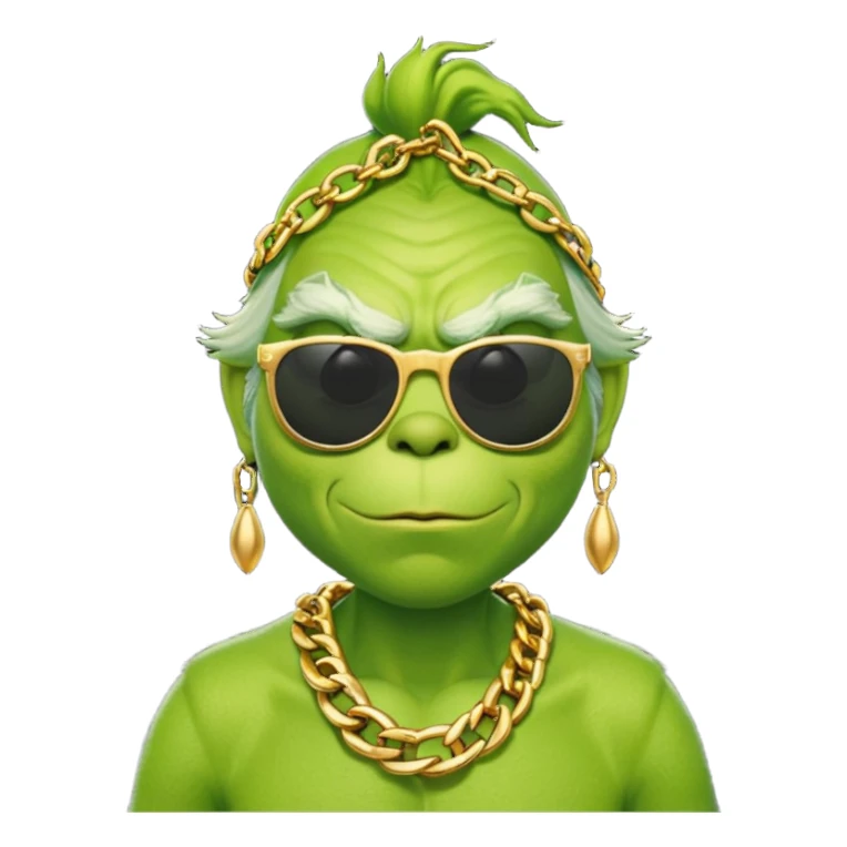 Grinch wearing sunglasses and chain sticker