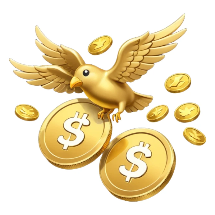 coins fly sticker