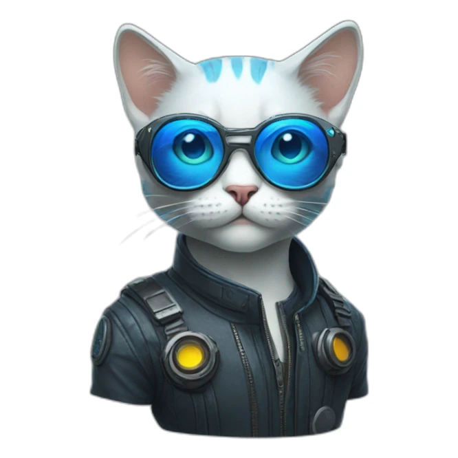 cyberpunk cat with blue glasses sticker