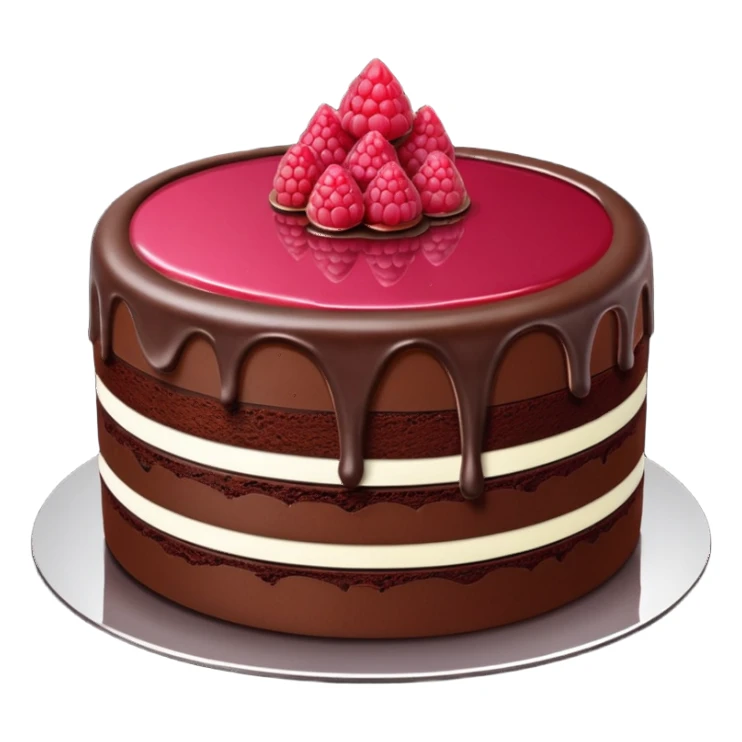 Triple layer chocolate mirror cake with raspberry coulis  sticker