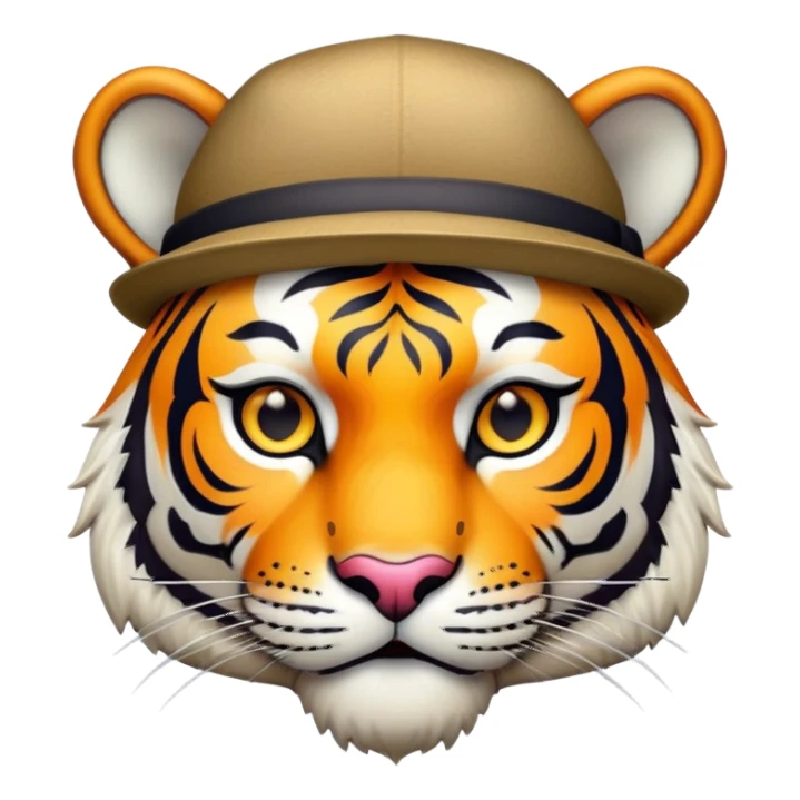 tiger face wearing stylish hat for Twitch emote sticker