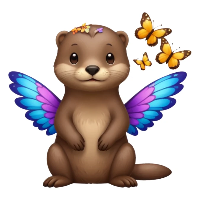 otter with butterflies having an idea sticker