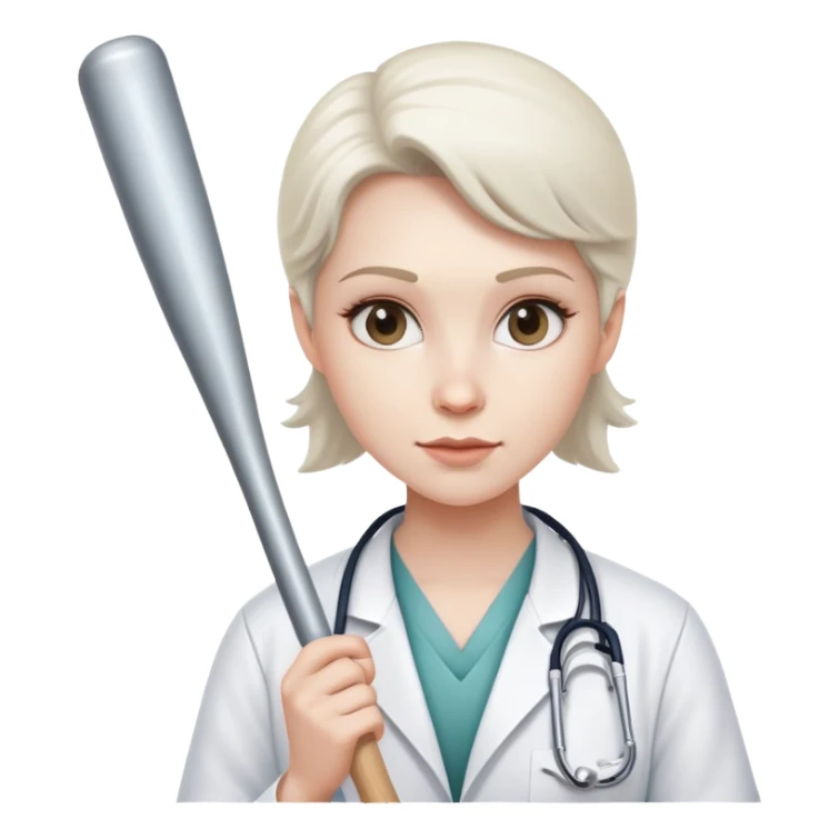 Doctor with a silver baseball bat sticker
