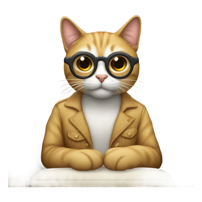 Gato sentado en el sofá con lentes  sticker