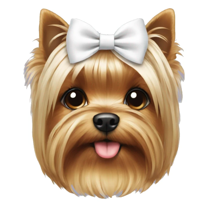 Yorkie with a white bow sticker