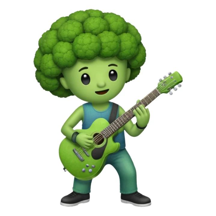 broccoli playing the guitar sticker