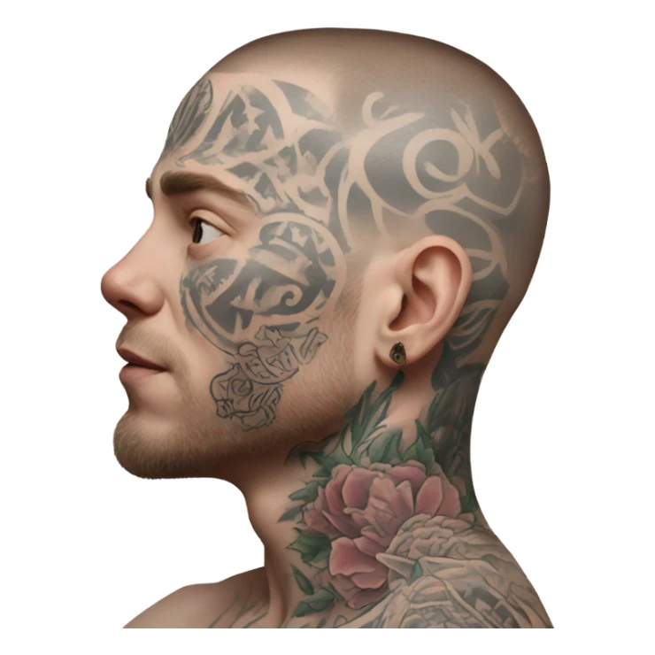 Pale skinned man with tattoos on his face sticker