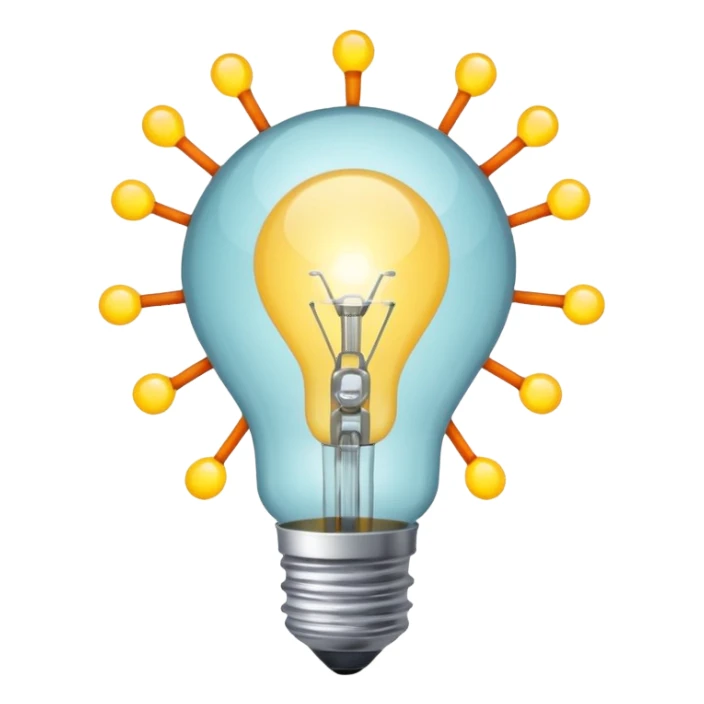 light bulb with small network nodes around sticker