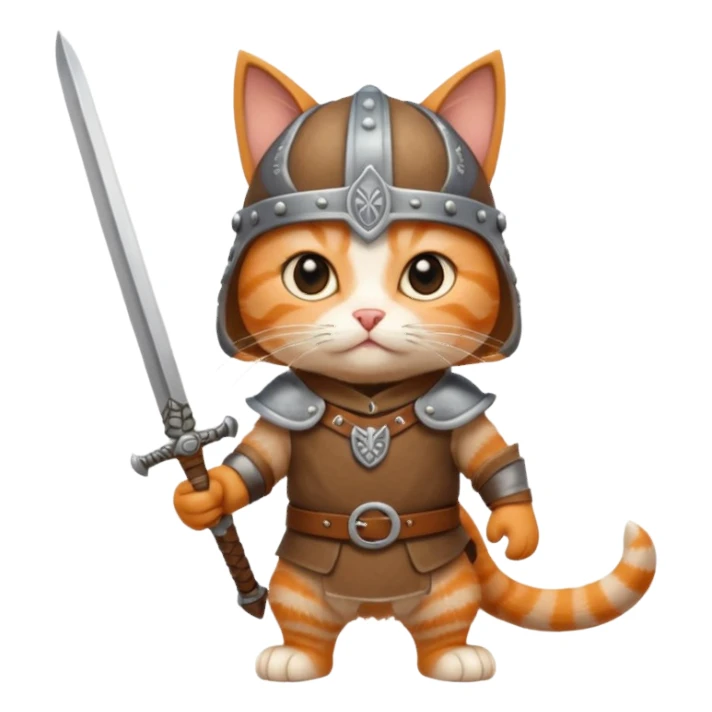 Viking Cat in viking hat holding tiny sword sticker