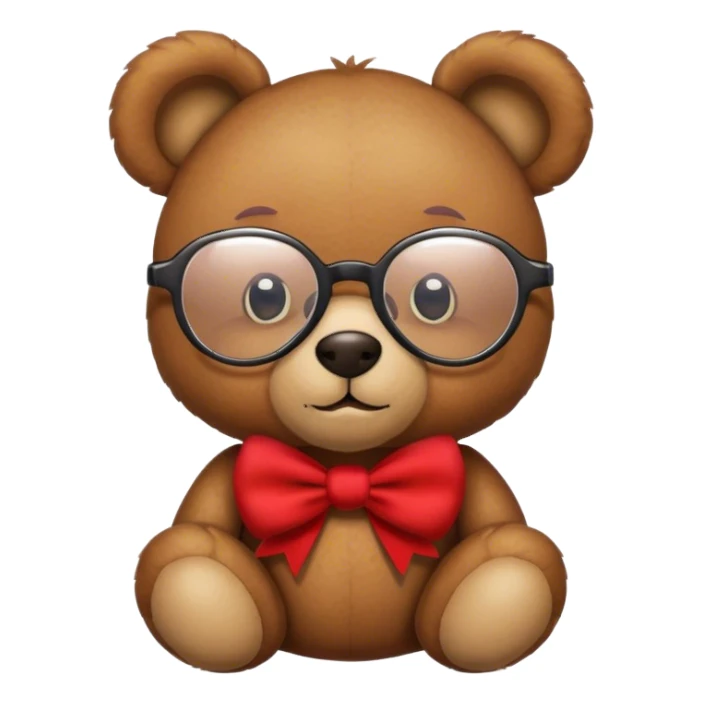 Teddy bear with a bow and big glasses sticker