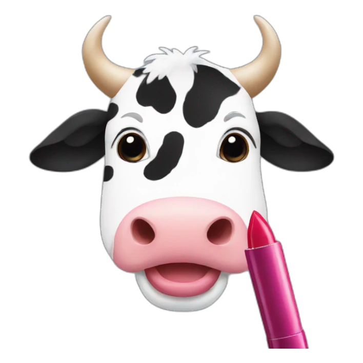 Cow using lipstick sticker
