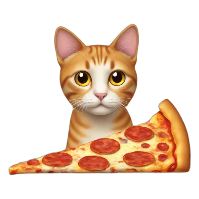 Cat whit pizza sticker