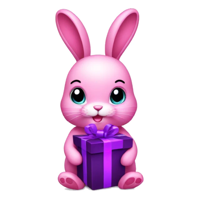 pink bunny with a gift purple sticker
