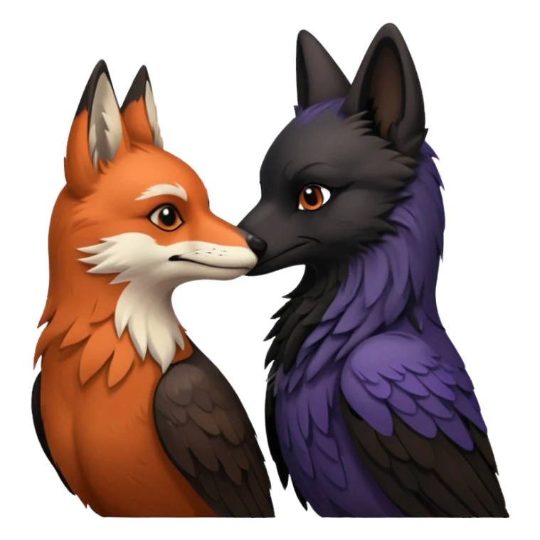 Raven and fox kissing sticker