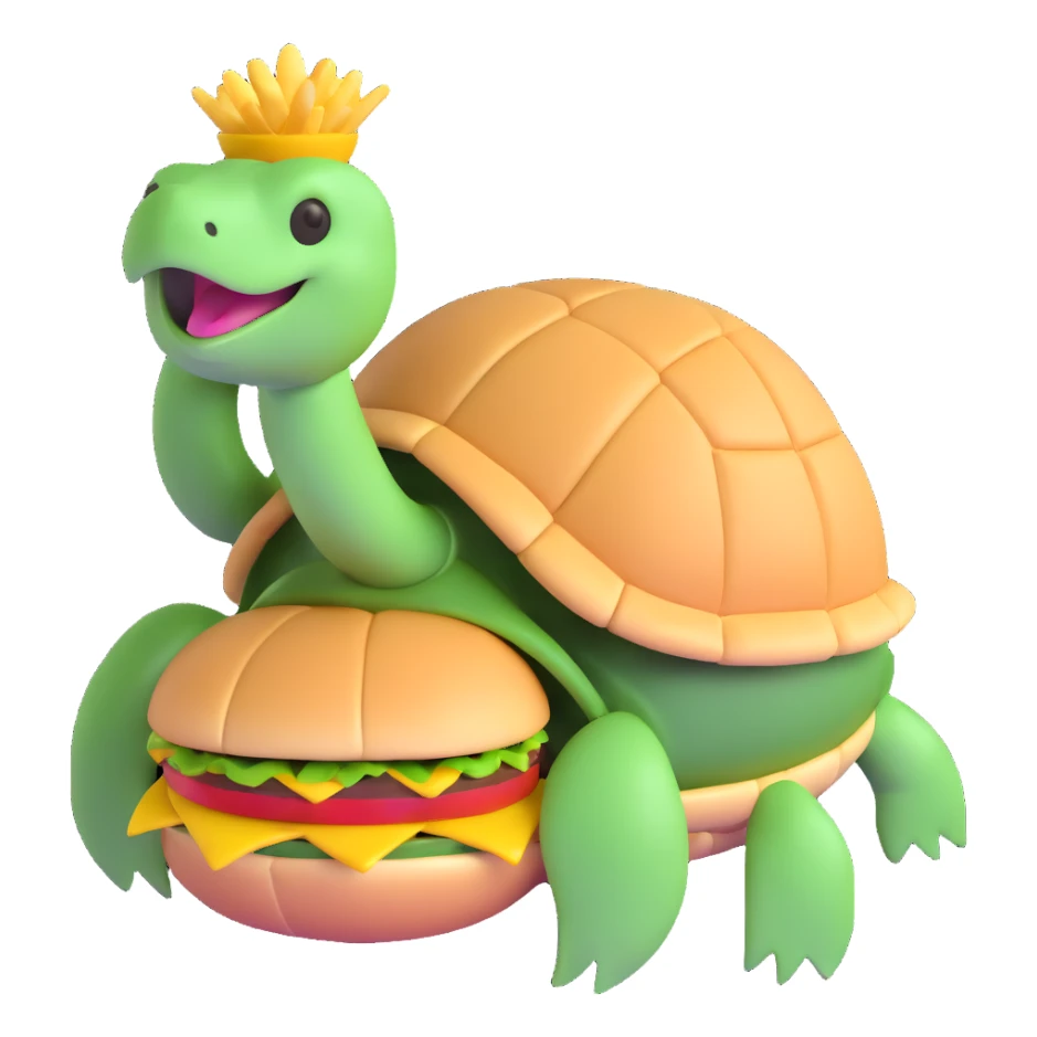 turtle turning into a hamburger sticker