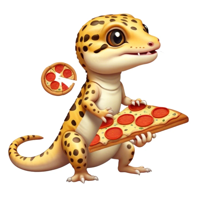 leopard gecko holding slice of pizza sticker