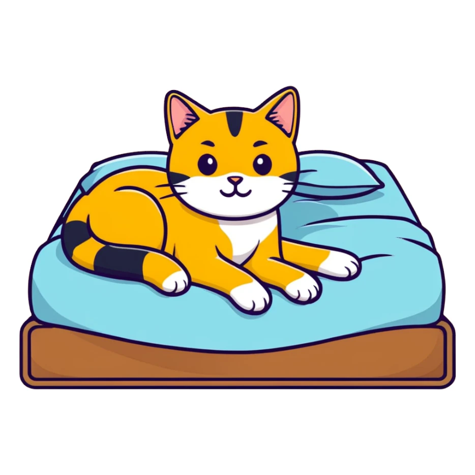 Golden cat on bed sticker