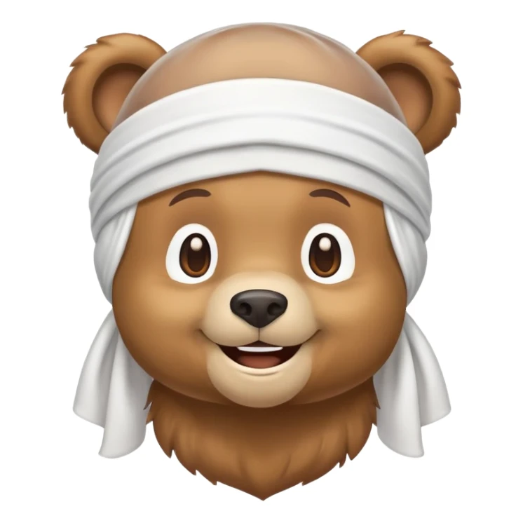Smiling bear emoji with a white durag/headwrap sticker