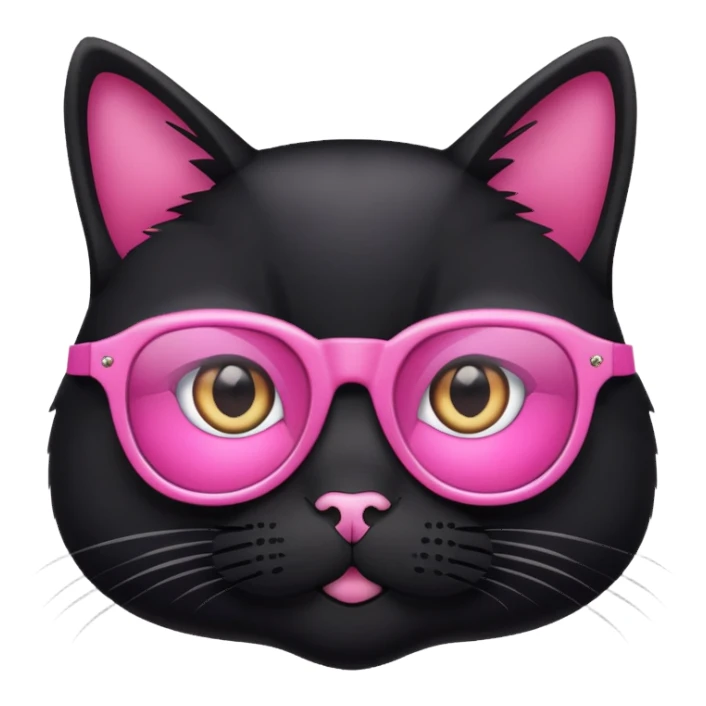 Black cat in pink glasses sticker