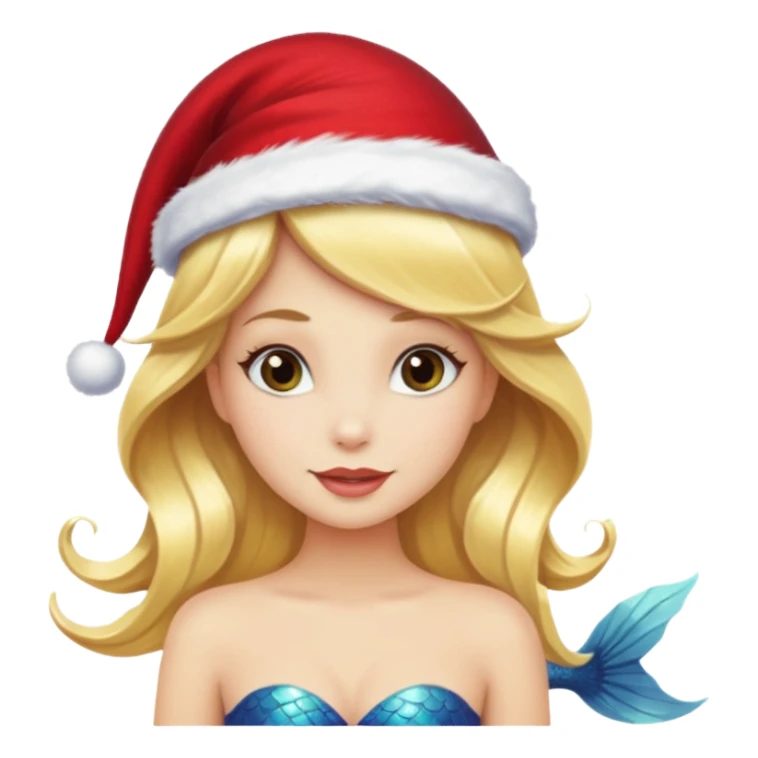 blonde mermaid with christmass hat sticker