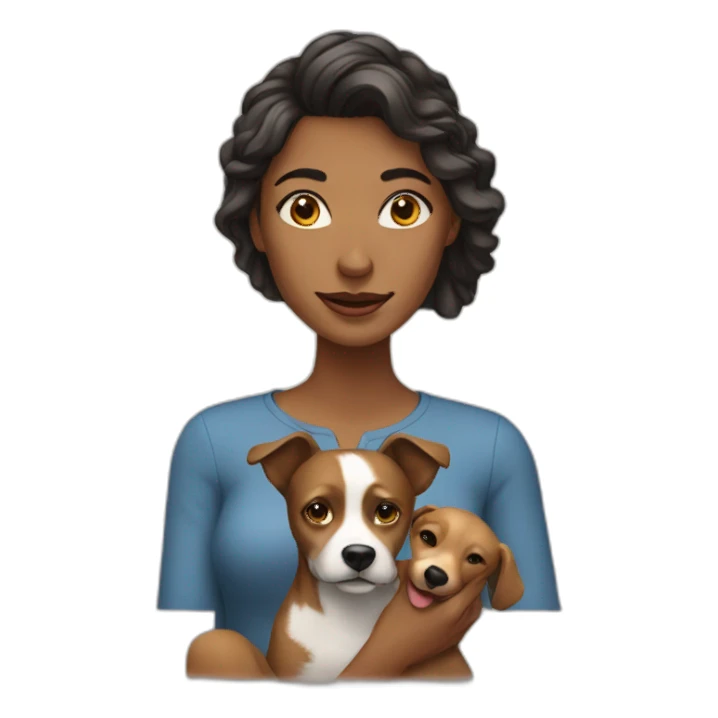 women whith dog sticker
