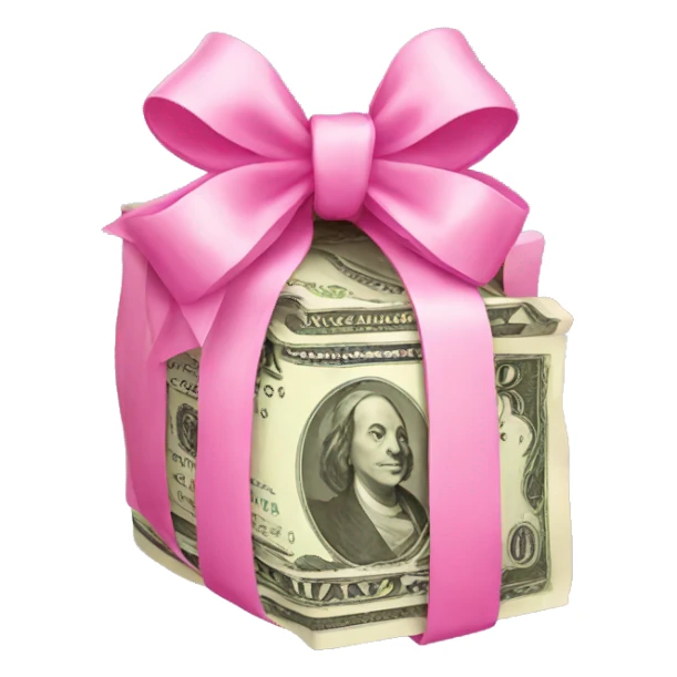 pink money with pink bow sticker
