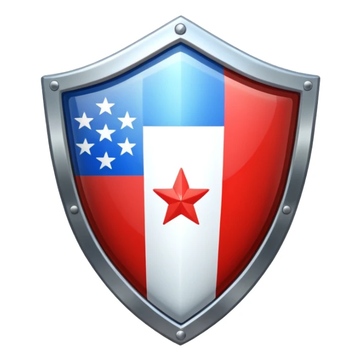 Shield with flag sticker