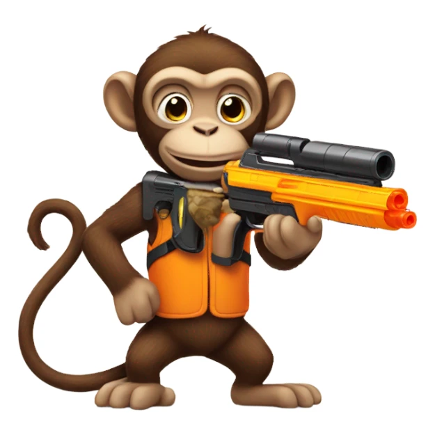 Monkey with nerf gun sticker