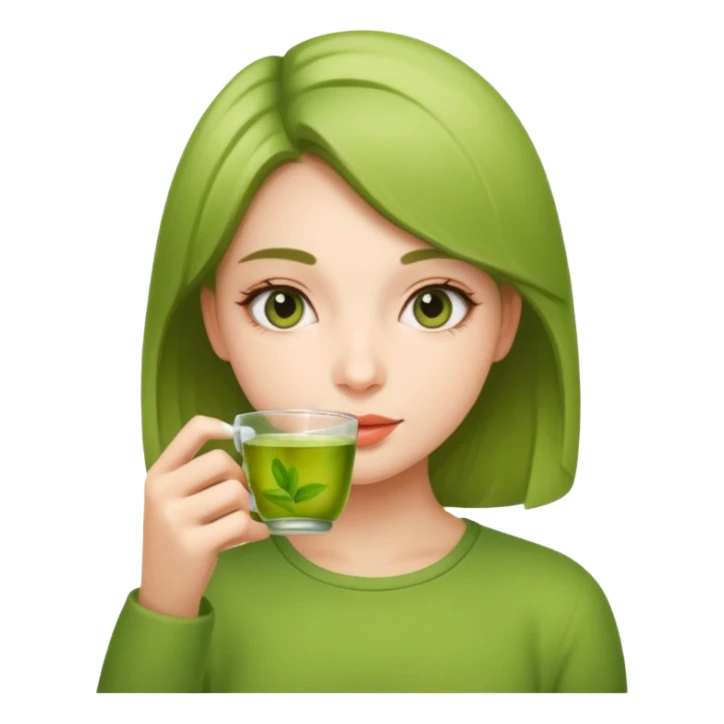Girl drinking green tea sticker
