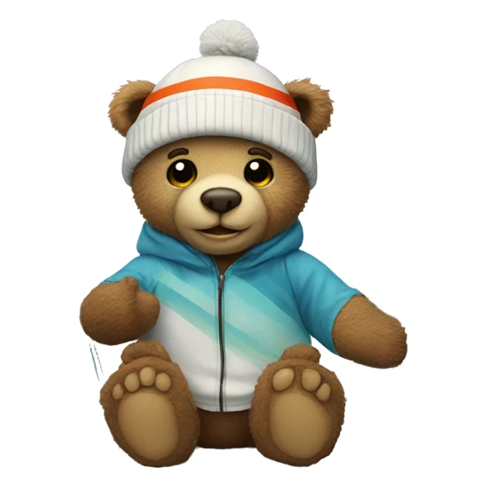 Teddy bear with ski sticker