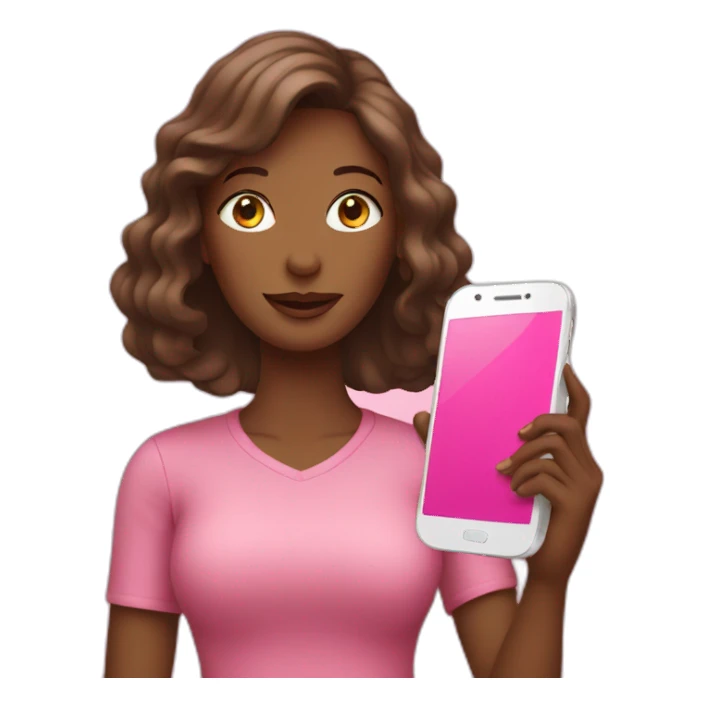 Women hold pink smartphone sticker