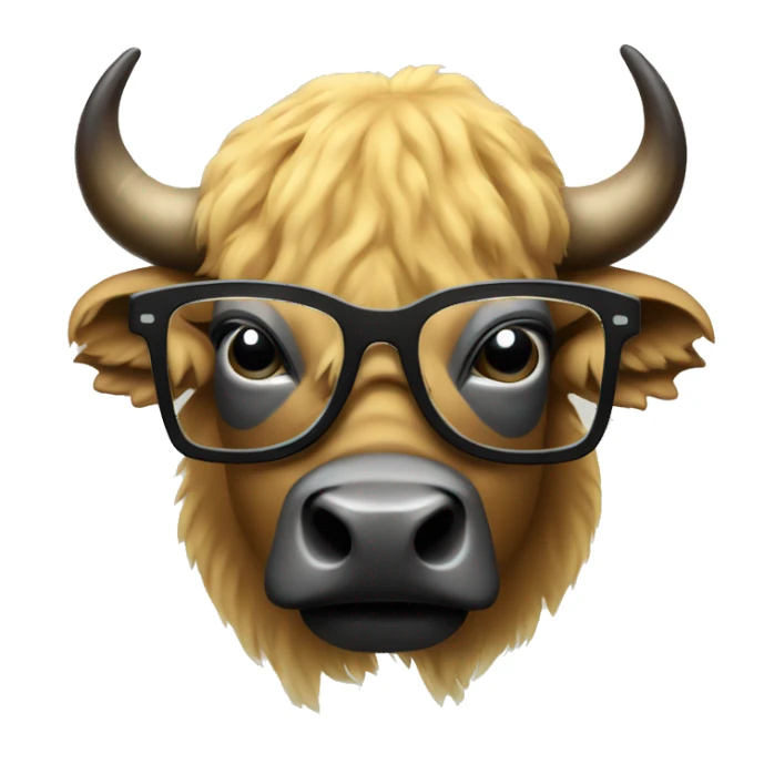 a buffalo with glasses bitcoin sign sticker