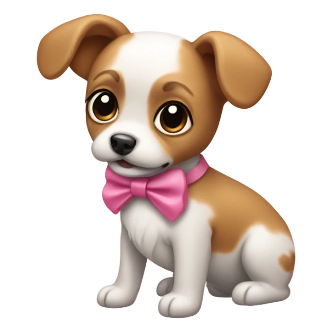 A small dog with a little pink bow sticker