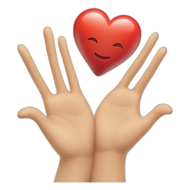 smiley face with two hands creating a heart on the head sticker