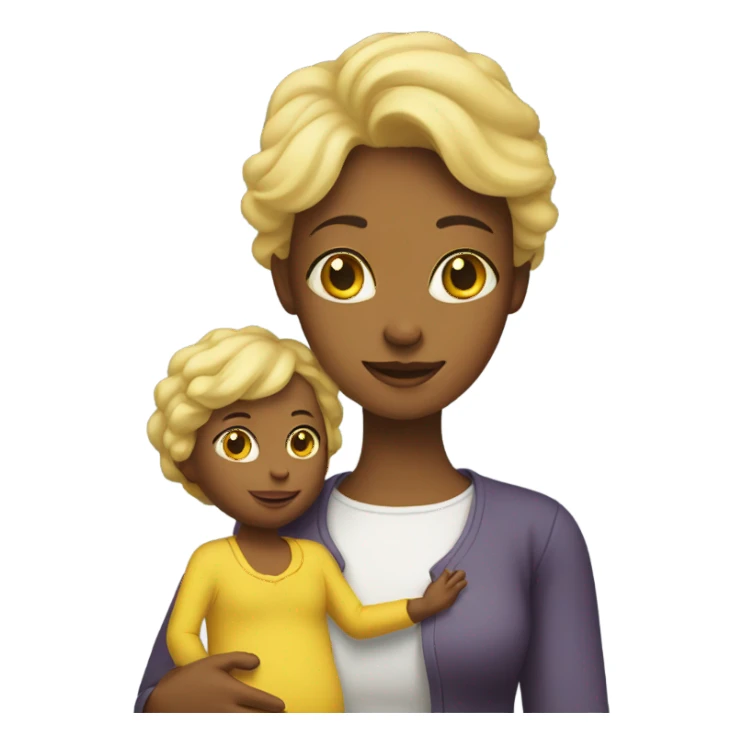 mother yellow skin with child sticker