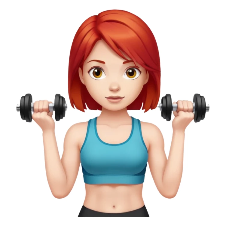 Девушка с красными волосами и гантелями sticker