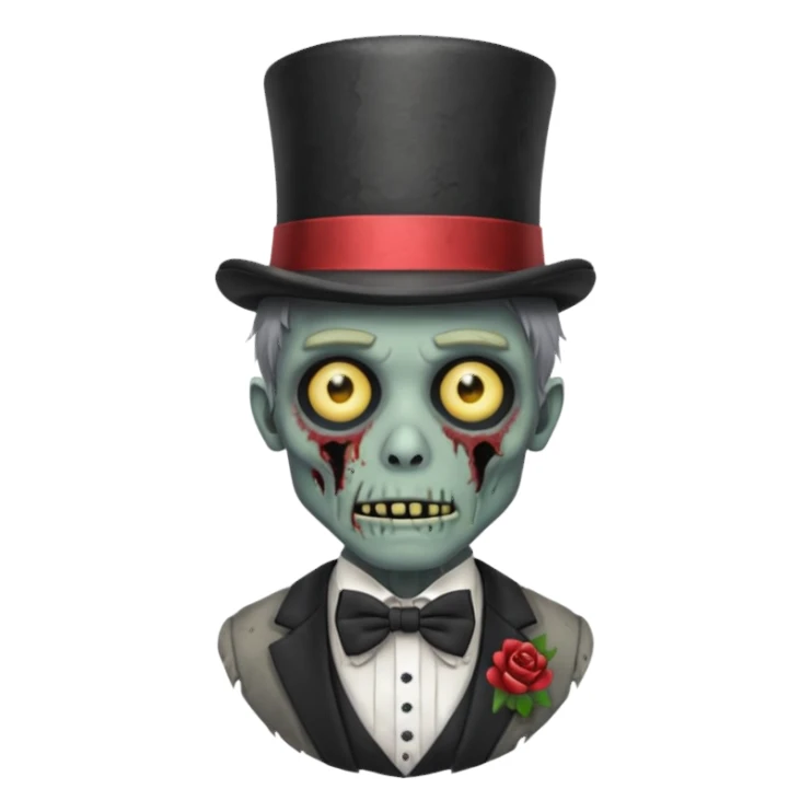 zombie with bow tie and top hat sticker