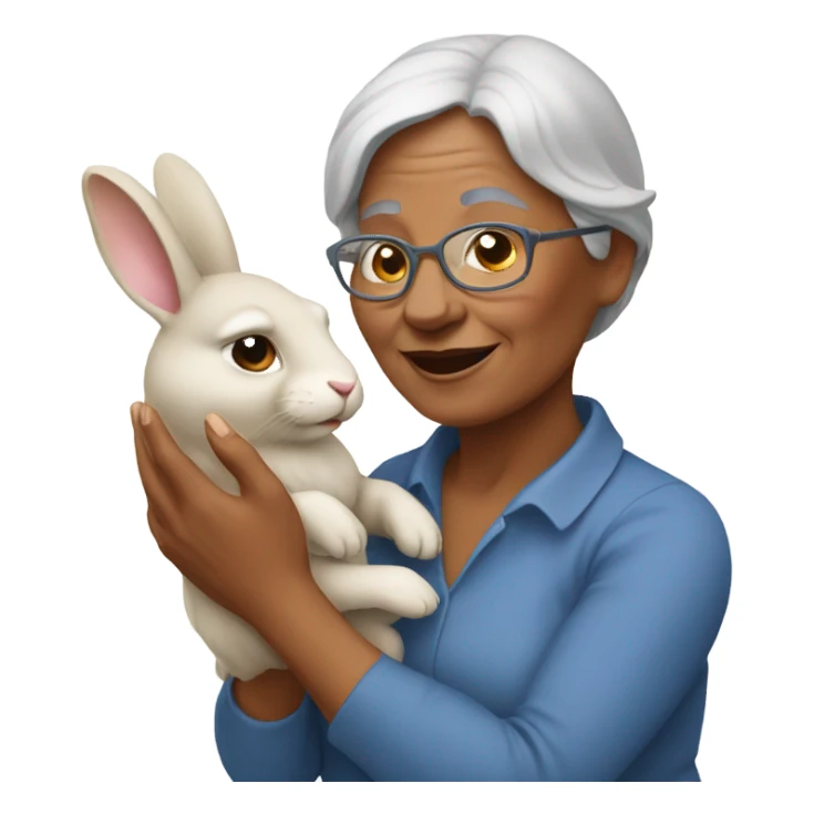 Grandmother with bunny rabbit sticker