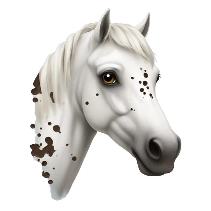 white horse with mud spots sticker