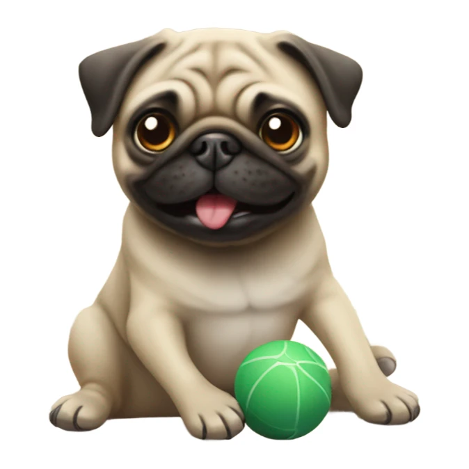 Pug playing with a ball sticker