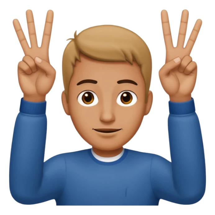 A guy holding up four fingers with both hands  sticker
