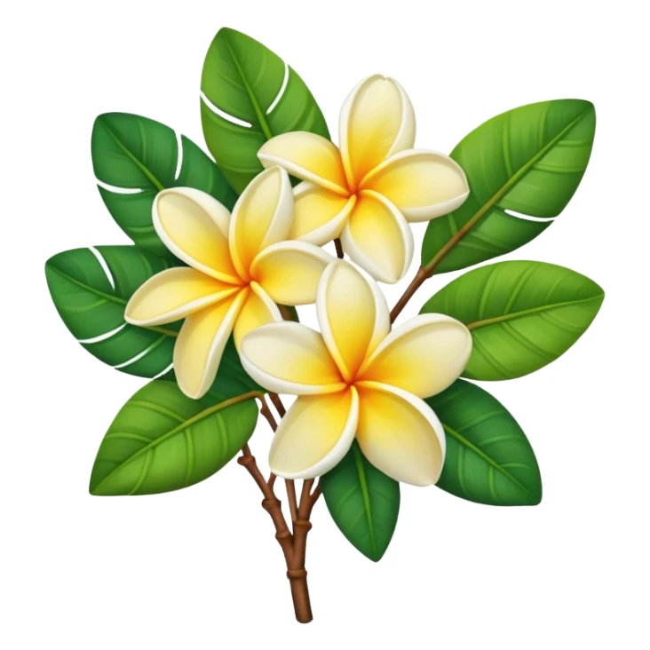 Frangipani bouquet, stem, leaf sticker