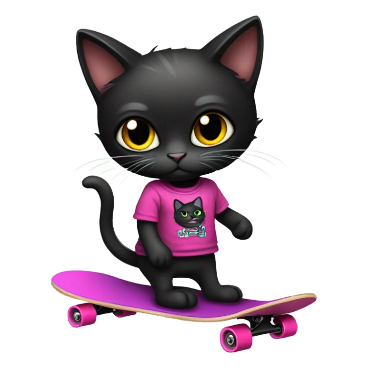 black cat dressed emo skateboarding sticker