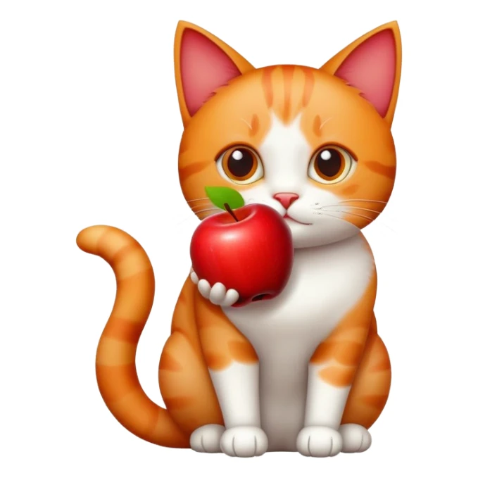 An apple on cat sticker