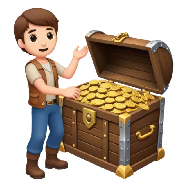 man opening treasure chest sticker