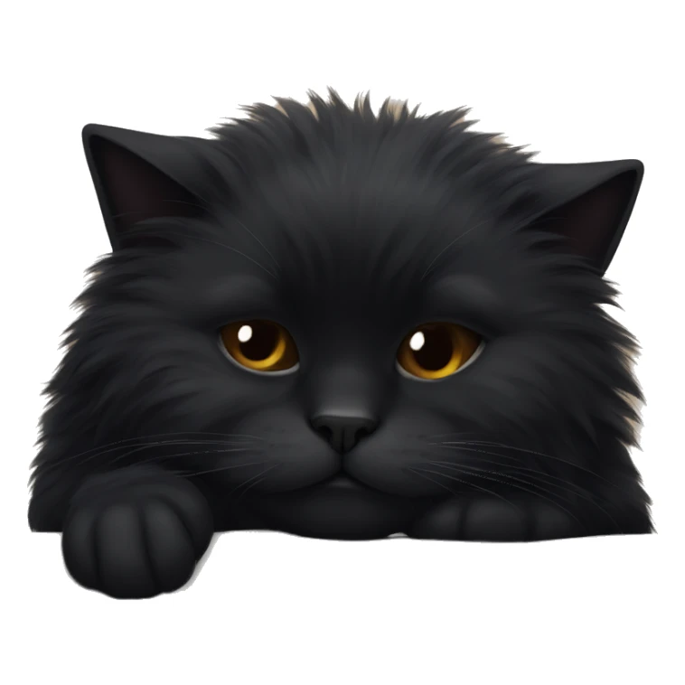 Black fluffy cat sleeping  sticker