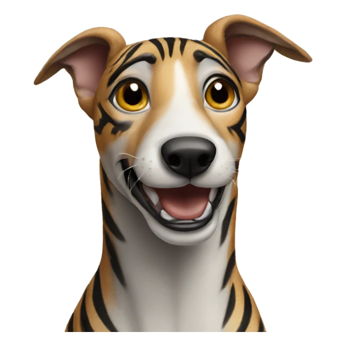  tiger greyhound with stripes on nose jumping sticker