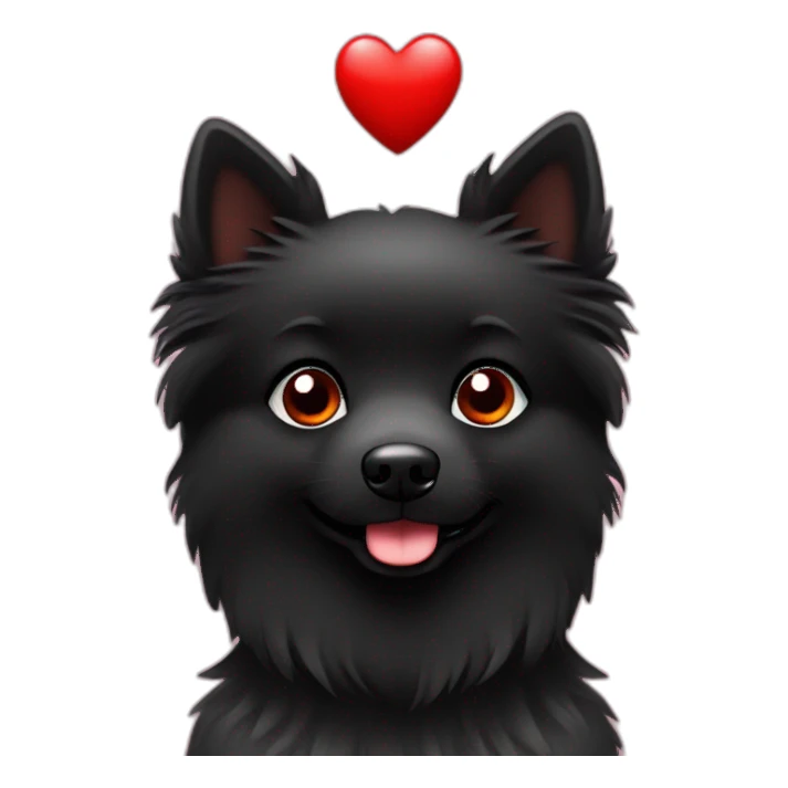 Little black spitz with red heart sticker