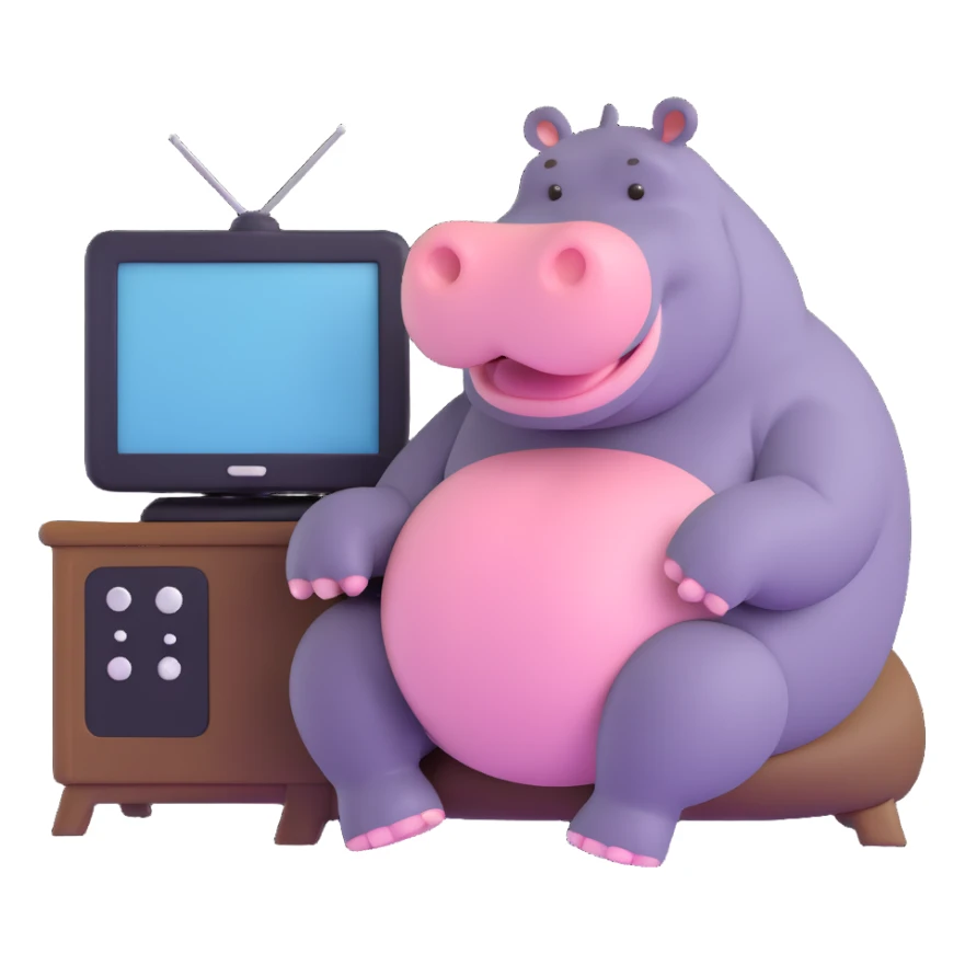 hippo watching TV sticker