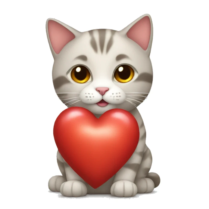 cat holding a heart sticker